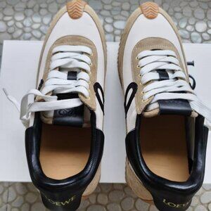 Loewe Flow Runner Sneakers Beige Suede Black Leather